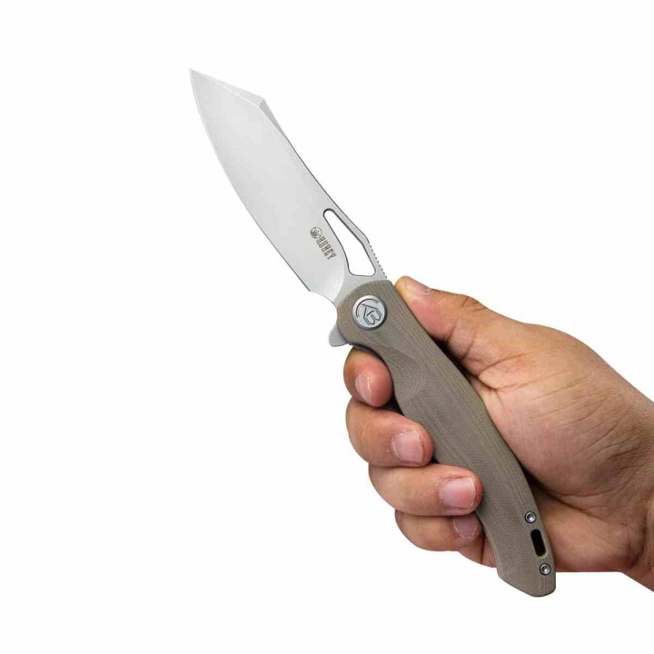 Couteau Kubey Drake Tan Manche G10 Lame Tanto Acier AUS-10 KIVT Linerlock Clip KUB239J - Livraison Gratuite