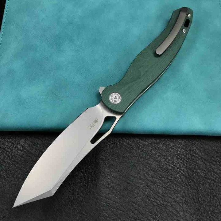Couteau Kubey Drake Green Manche G10 Lame Tanto Acier AUS-10 KIVT Linerlock Clip KUB239K - Livraison Gratuite