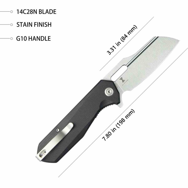 Couteau Kubey Atlas Black Manche G10 Lame Tanto Reverse Acier 14C28N IKBS Linerlock Clip KUB328D - Livraison Gratuite
