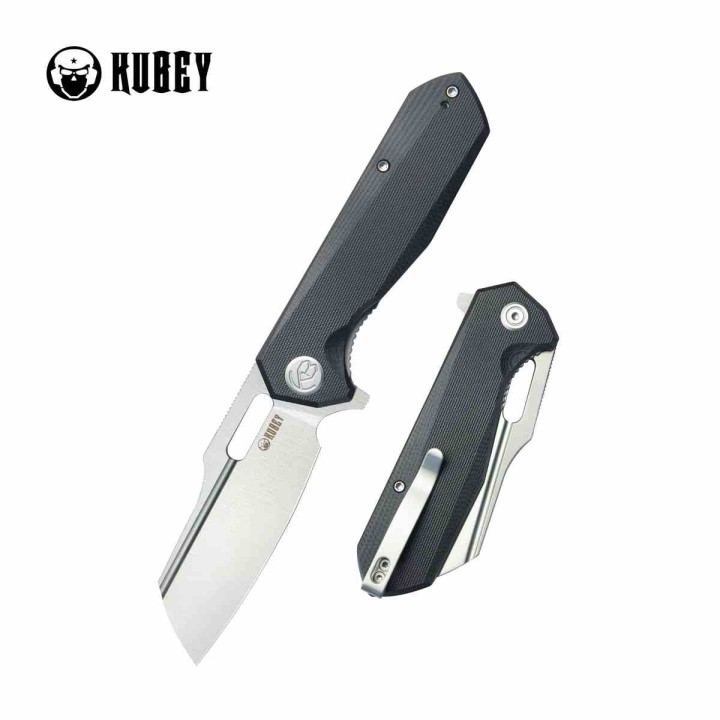 Couteau Kubey Atlas Black Manche G10 Lame Tanto Reverse Acier 14C28N IKBS Linerlock Clip KUB328D - Livraison Gratuite