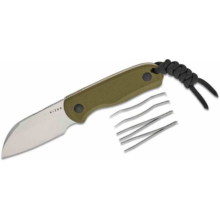 Couteau Kizer Drop Bear Fixed Lame Sheepsfoot Acier AEB-L Manche G10 Green Etui Kydex KI1093A1- Livraison Gratuite