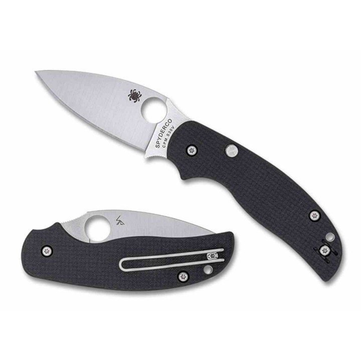 Couteau Spyderco Sage 6 Button Compression Manche FCarbone/G10 Lame Acier CPM-S30V Clip SC123CFBCLP - Livraison Gratuite