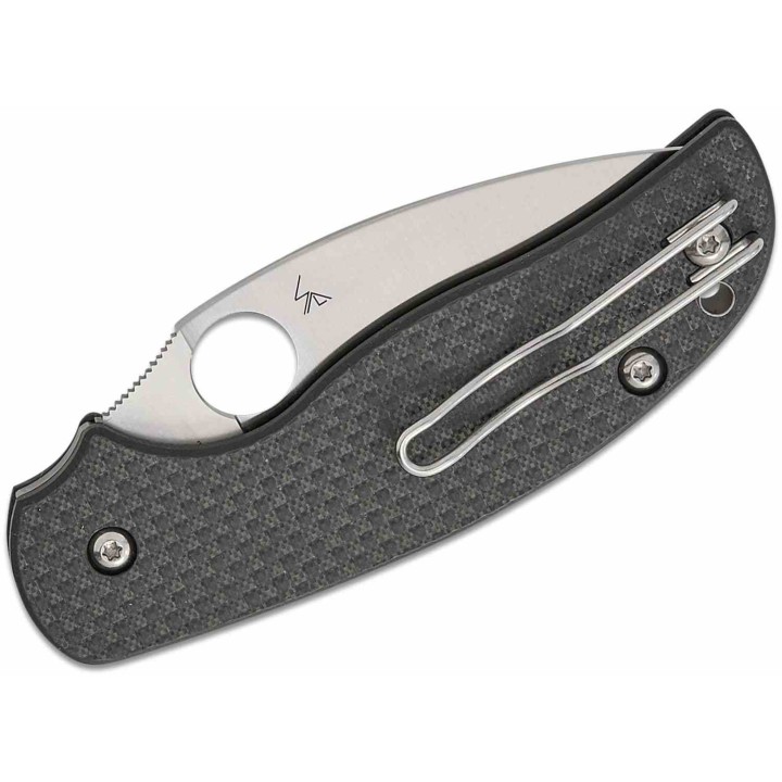 Couteau Spyderco Sage 6 Button Compression Manche FCarbone/G10 Lame Acier CPM-S30V Clip SC123CFBCLP - Livraison Gratuite