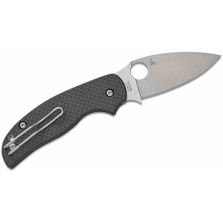 Couteau Spyderco Sage 6 Button Compression Manche FCarbone/G10 Lame Acier CPM-S30V Clip SC123CFBCLP - Livraison Gratuite
