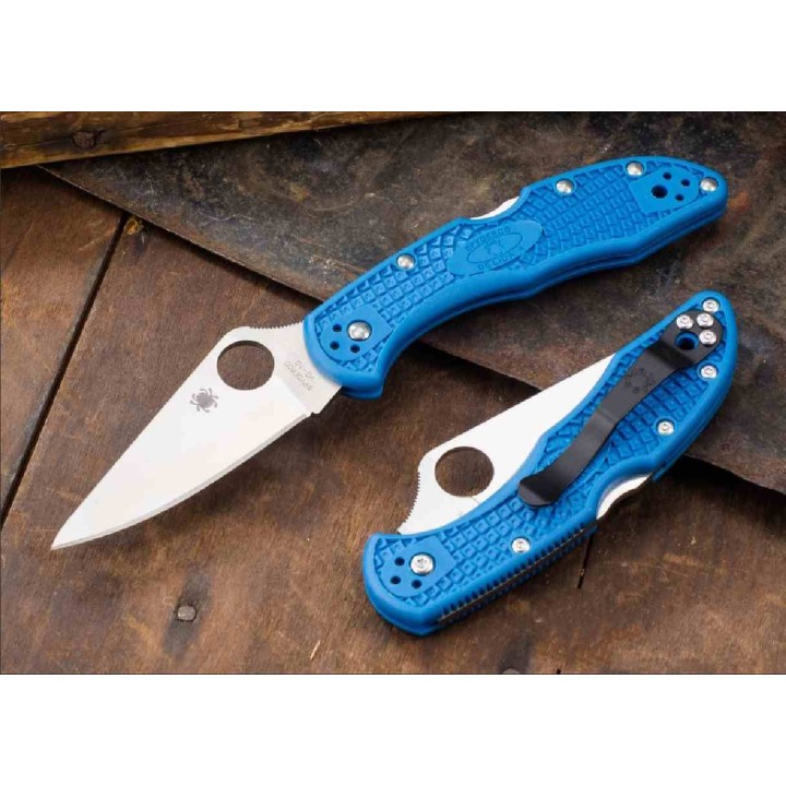 Couteau Spyderco Delica 4 Manche FRN Bleu Cobalt Lame Acier CPM SPY27 Lockback Made in Japan SC11PCBL - Livraison Gratuite