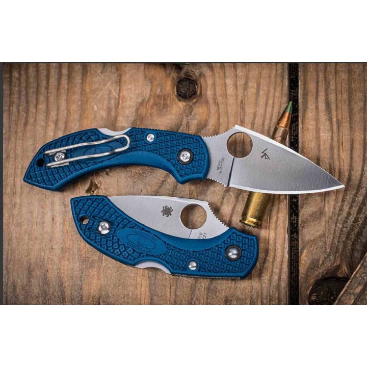 Couteau Spyderco Dragonfly 2 Cobalt Manche FRN Bleu Lame Acier CPM SPY27 Lockback Made Japan SC28PCBL2 - Livraison Gratuite