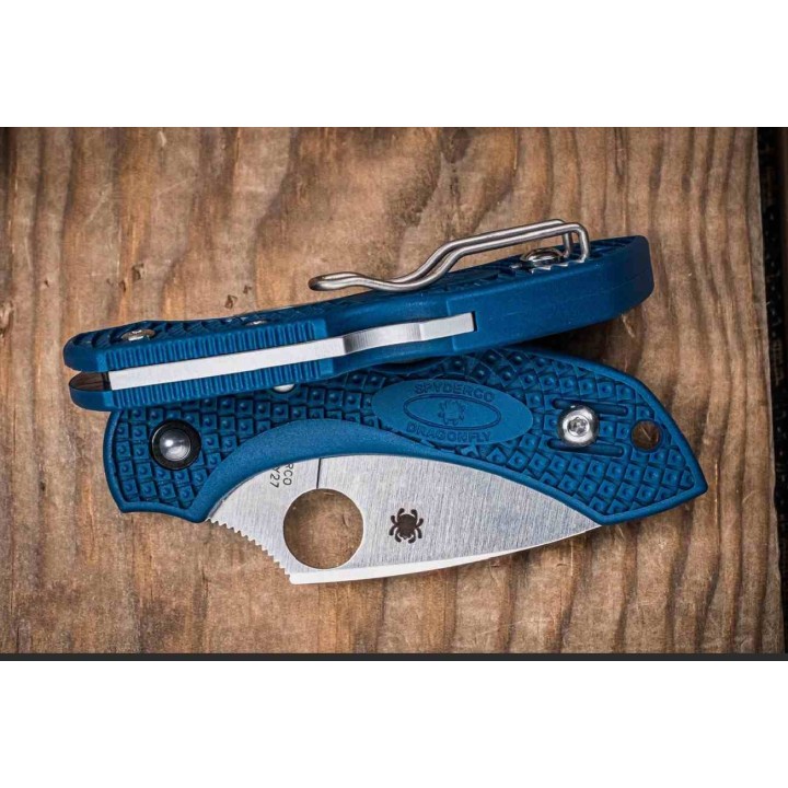 Couteau Spyderco Dragonfly 2 Cobalt Manche FRN Bleu Lame Acier CPM SPY27 Lockback Made Japan SC28PCBL2 - Livraison Gratuite