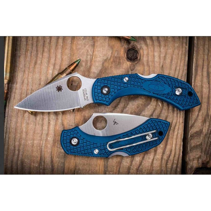 Couteau Spyderco Dragonfly 2 Cobalt Manche FRN Bleu Lame Acier CPM SPY27 Lockback Made Japan SC28PCBL2 - Livraison Gratuite