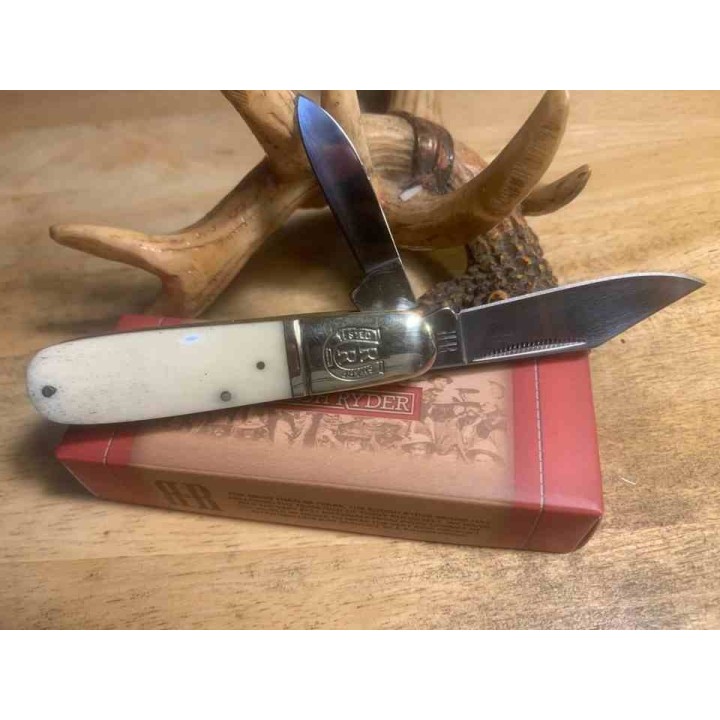 Couteau Rough Rider Barlow - Clip Point & Pen Acier 440A - Manche Os Blanc - Slip Joint RR198 - Livraison Gratuite