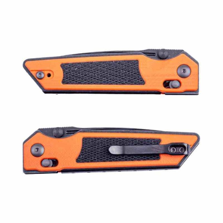 Couteau Real Steel Sacra TAC Manche G10 Orange/Noir Lame Tanto Acier K110 Black Slide Lock KIVT RS7713OB - Livraison Gratuite