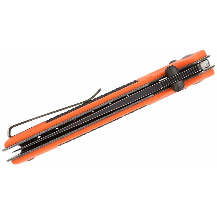 Couteau Real Steel Sacra TAC Manche G10 Orange/Noir Lame Tanto Acier K110 Black Slide Lock KIVT RS7713OB - Livraison Gratuite