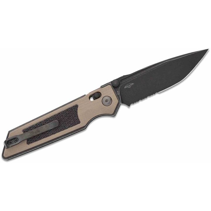 Couteau Real Steel Sacra TAC Manche G10 Tan/Noir Lame Tanto Acier K110 Black Slide Lock KIVT RS7713CB - Livraison Gratuite