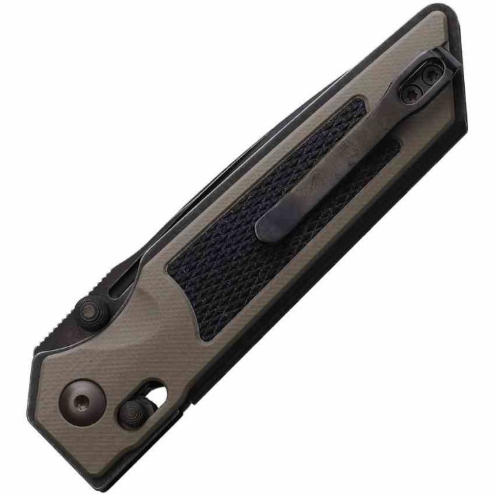 Couteau Real Steel Sacra TAC Manche G10 Tan/Noir Lame Tanto Acier K110 Black Slide Lock KIVT RS7713CB - Livraison Gratuite