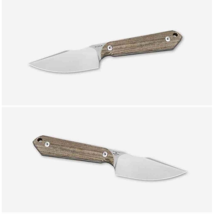 Couteau Kizer Mini Harpoon Manche Micarta Brown Lame Harpon Acier AEB-L Etui Kydex KI1040S7 - Livraison Gratuite