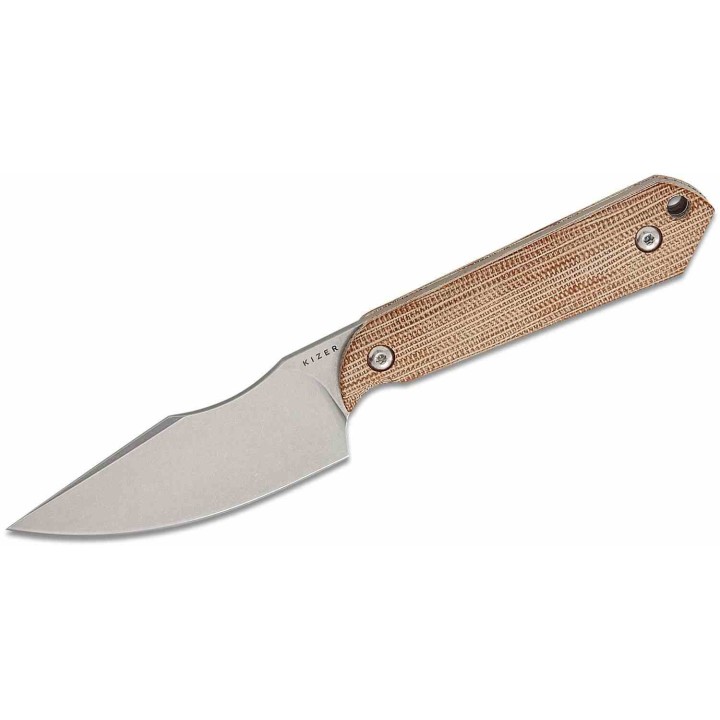 Couteau Kizer Mini Harpoon Manche Micarta Brown Lame Harpon Acier AEB-L Etui Kydex KI1040S7 - Livraison Gratuite