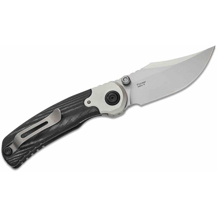 Couteau Kizer X-Series PIONEER Manche Micarta Noir/Alu Lame Bowie Acier Nitro-V Linerlock Clip ZXFK03A3 - Livraison Gratuite
