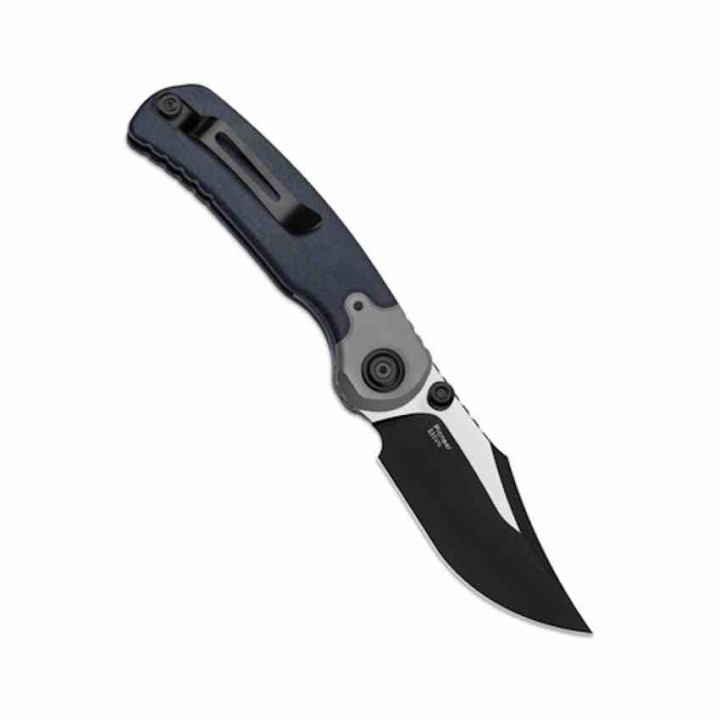 Couteau Kizer PIONEER Bowie Lame Acier S35VN Manche Richlite Bleu/Titane Liner Lock Clip ZXFK03A2 - Livraison Gratuite