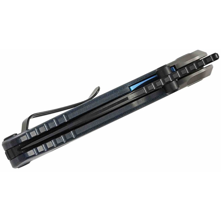 Couteau Kizer PIONEER Bowie Lame Acier S35VN Manche Richlite Bleu/Titane Liner Lock Clip ZXFK03A2 - Livraison Gratuite