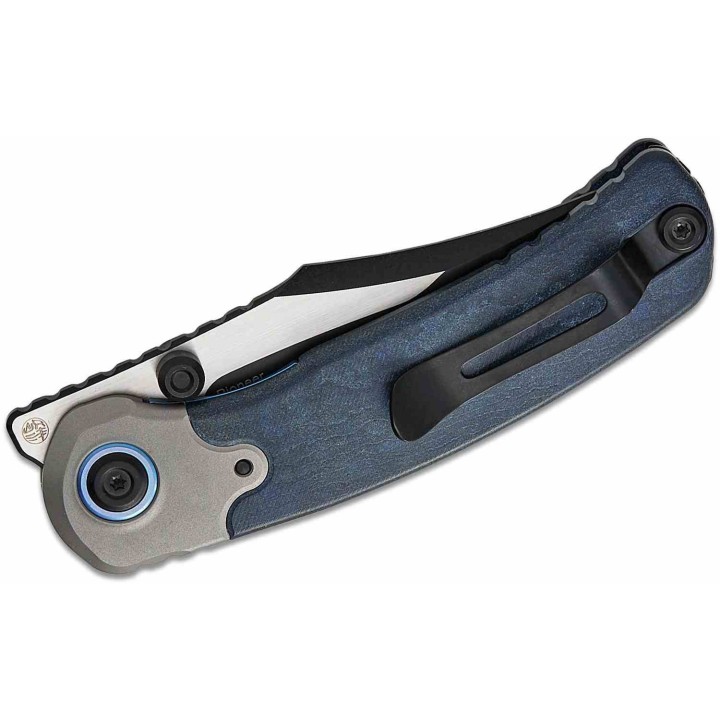Couteau Kizer PIONEER Bowie Lame Acier S35VN Manche Richlite Bleu/Titane Liner Lock Clip ZXFK03A2 - Livraison Gratuite