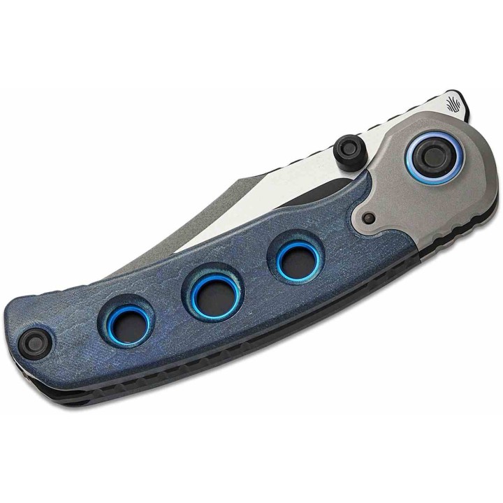 Couteau Kizer PIONEER Bowie Lame Acier S35VN Manche Richlite Bleu/Titane Liner Lock Clip ZXFK03A2 - Livraison Gratuite