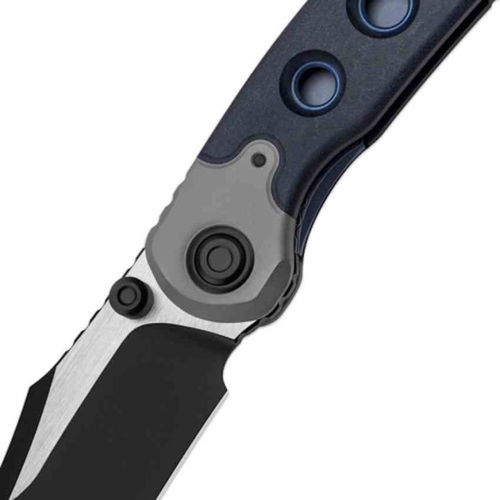 Couteau Kizer PIONEER Bowie Lame Acier S35VN Manche Richlite Bleu/Titane Liner Lock Clip ZXFK03A2 - Livraison Gratuite
