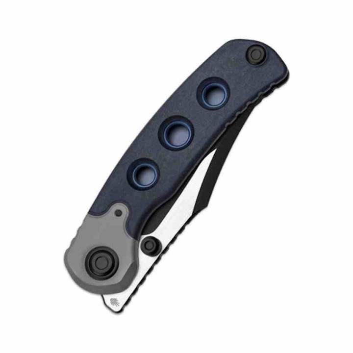 Couteau Kizer PIONEER Bowie Lame Acier S35VN Manche Richlite Bleu/Titane Liner Lock Clip ZXFK03A2 - Livraison Gratuite