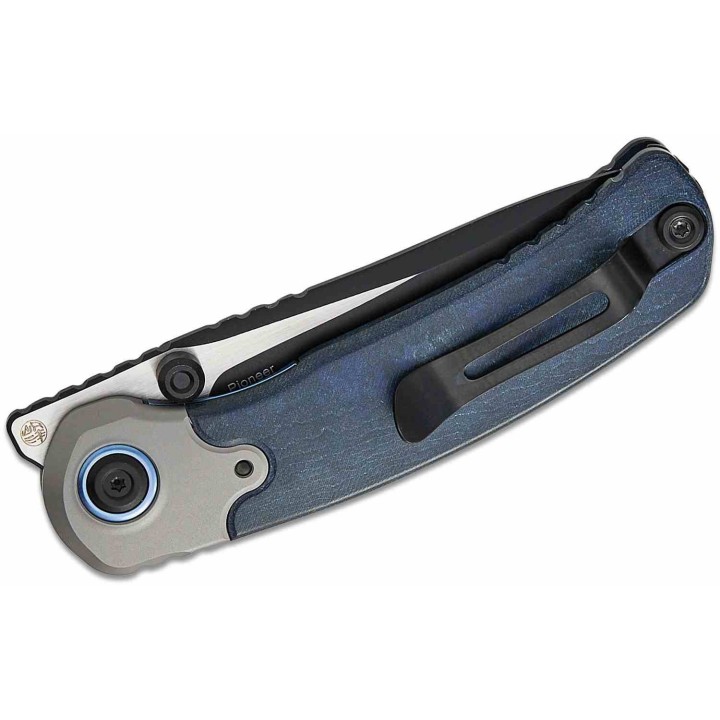 Couteau Kizer PIONEER Drop Point Lame Acier S35VN Manche Richlite Bleu/Titane Liner Lock Clip ZXFK03A5 - Livraison Gratuite