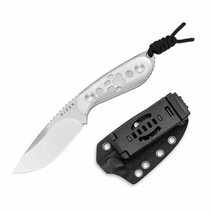 Couteau Kizer ICE BUDDY Lame Drop Point Acier AEB-L Manche Acrylique Transparent Etui Kydex KI1081A4 - Livraison Gratuite