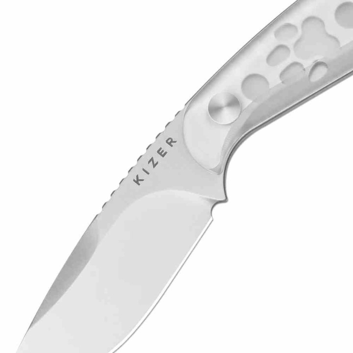 Couteau Kizer ICE BUDDY Lame Drop Point Acier AEB-L Manche Acrylique Transparent Etui Kydex KI1081A4 - Livraison Gratuite