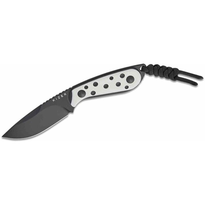 Couteau Kizer ICE BUDDY Lame Drop Point Acier Nitro-V Manche G10 Black & White Etui Kydex KI1081A3 - Livraison Gratuite