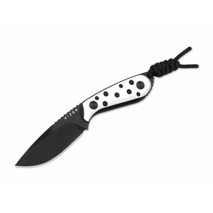 Couteau Kizer ICE BUDDY Lame Drop Point Acier Nitro-V Manche G10 Black & White Etui Kydex KI1081A3 - Livraison Gratuite