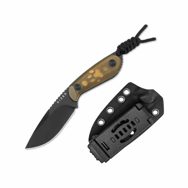 Couteau Kizer ICE BUDDY Lame Drop Point Acier Nitro-V Manche PEI Yellow Etui Kydex KI1081A1 - Livraison Gratuite