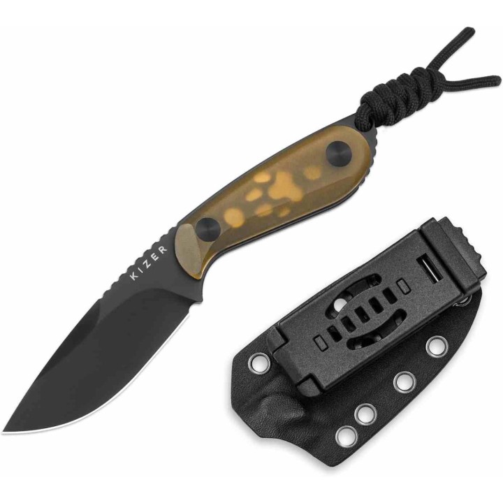 Couteau Kizer ICE BUDDY Lame Drop Point Acier Nitro-V Manche PEI Yellow Etui Kydex KI1081A1 - Livraison Gratuite