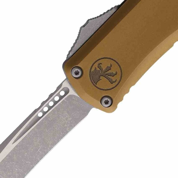 Couteau Microtech Hera II Mini Recurve OTF Automatique Lame Acier M390MK Manche Tan USA MCT1705M10APTA - Livraison Gratuite 