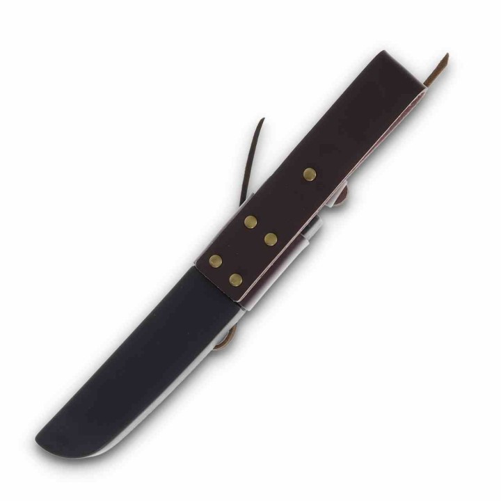 Couteau Komoran Warlord Lame Tanto Acier Inox Manche Bois d'Ébène Etui Cuir/Kydex KO049 Livraison Gratuite
