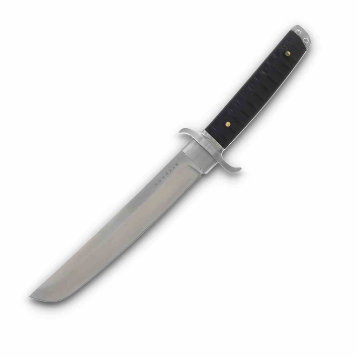 Couteau Komoran Warlord Lame Tanto Acier Inox Manche Bois d'Ébène Etui Cuir/Kydex KO049 Livraison Gratuite