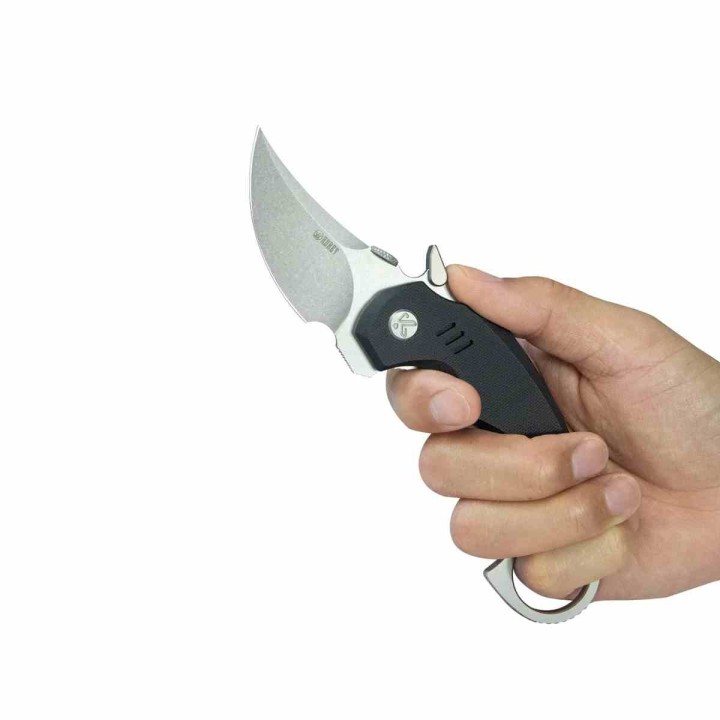 Couteau Kubey Jaw Pikal Karambit Lame Recurve Acier 14C28N Manche G-10 Noir Linerlock Clip KUB440A - Livraison Gratuite
