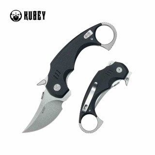 Couteau Kubey Jaw Pikal Karambit Lame Recurve Acier 14C28N Manche G-10 Noir Linerlock Clip KUB440A - Livraison Gratuite