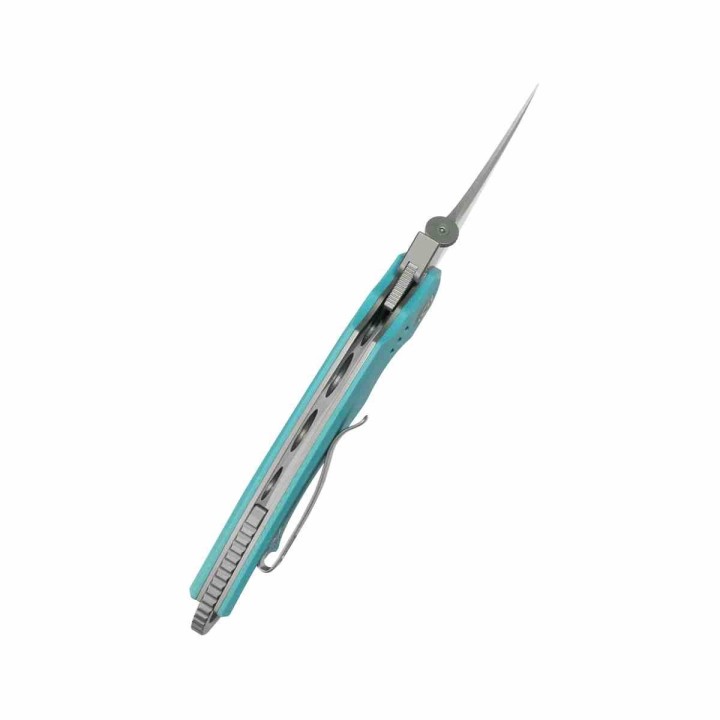 Couteau Kubey Jaw Pikal Karambit Lame Recurve Acier 14C28N Manche G-10 Tiffany blue Linerlock Clip KUB440B - Livraison Gratuite