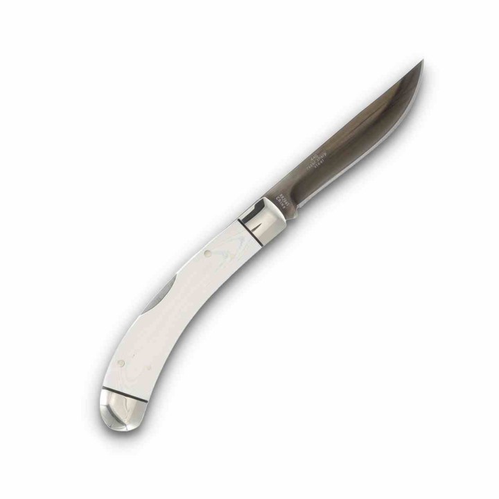 Couteau Rough Rider Tuxedo Slip Joint Bow Trapper Lame Clip Point Acier 440 Manche Micarta Blanc RR2665 - Livraison Gratuite