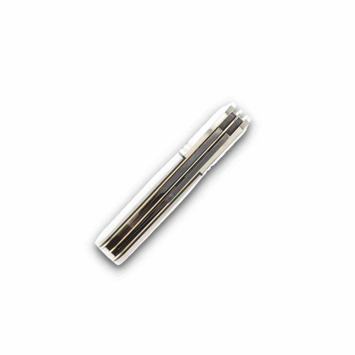 Couteau Rough Ryder Tuxedo Slip Joint Barlow Double Lame Clip/Pen Acier 440 Manche Micarta Blanc RR2669 - Livraison Gratuite