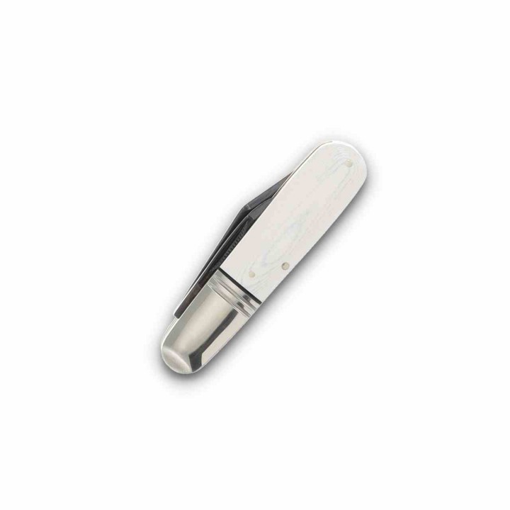 Couteau Rough Ryder Tuxedo Slip Joint Barlow Double Lame Clip/Pen Acier 440 Manche Micarta Blanc RR2669 - Livraison Gratuite