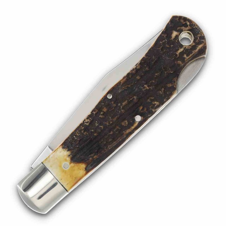Couteau Queen Cutlery Lame Clip Point Acier Carbone 1095 Manche Bois Cerf Backlock USA QGSH106 - Livraison Gratuite