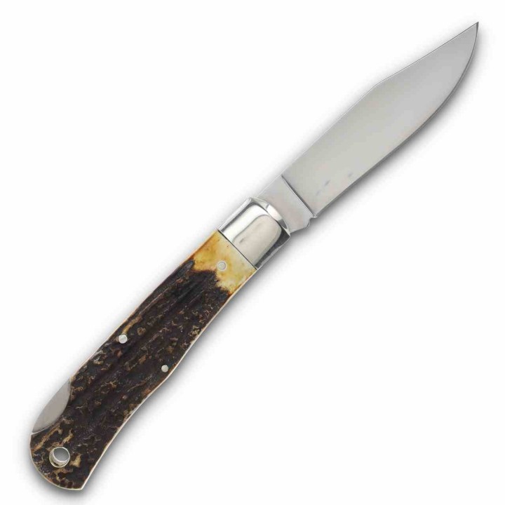 Couteau Queen Cutlery Lame Clip Point Acier Carbone 1095 Manche Bois Cerf Backlock USA QGSH106 - Livraison Gratuite