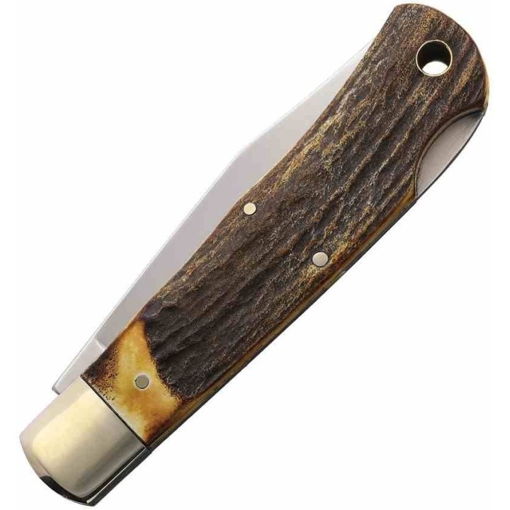 Couteau Queen Cutlery Lame Clip Point Acier Carbone 1095 Manche Bois Cerf Backlock USA QGSH106 - Livraison Gratuite