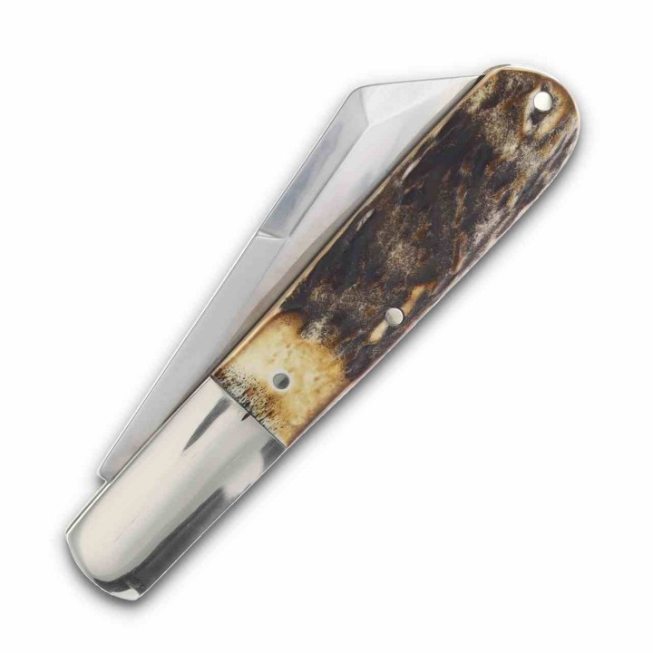 Couteau Queen Cutlery Barlow Lame Sheepsfoot Acier Carbone 1095 Manche Bois de Cerf Slip Joint USA QGSH180 - Livraison Gratuite 