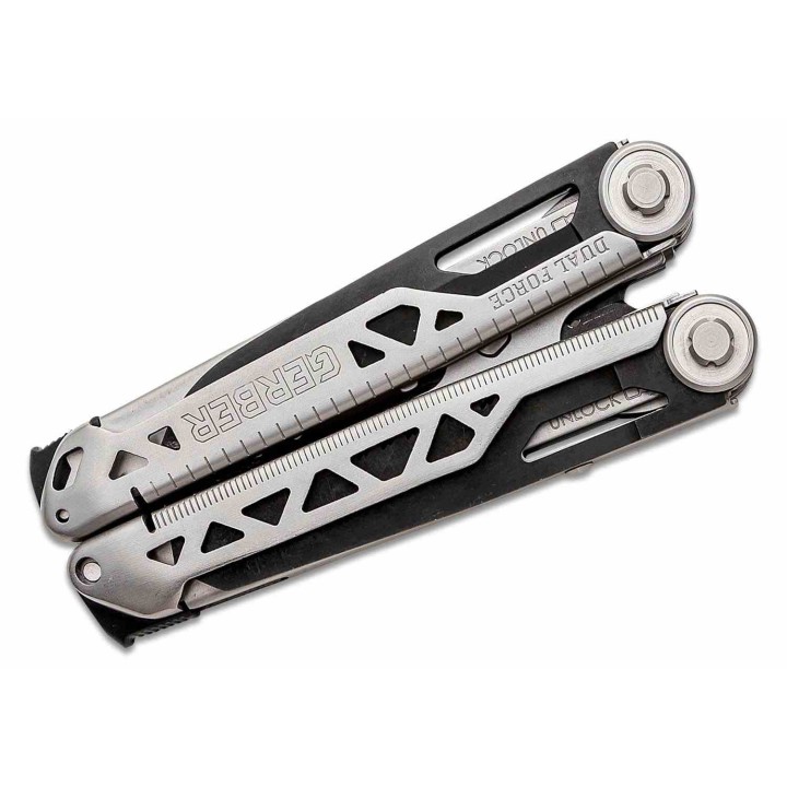 Pince Outil Multifonction Gerber Dual-Force Lame Acier Argent et Noir Tournevis Scie Etui Tissu G1721 - Livraison Gratuite