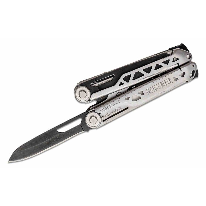 Pince Outil Multifonction Gerber Dual-Force Lame Acier Argent et Noir Tournevis Scie Etui Tissu G1721 - Livraison Gratuite