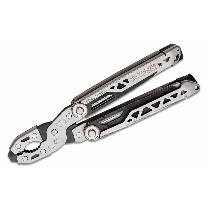 Pince Outil Multifonction Gerber Dual-Force Lame Acier Argent et Noir Tournevis Scie Etui Tissu G1721 - Livraison Gratuite