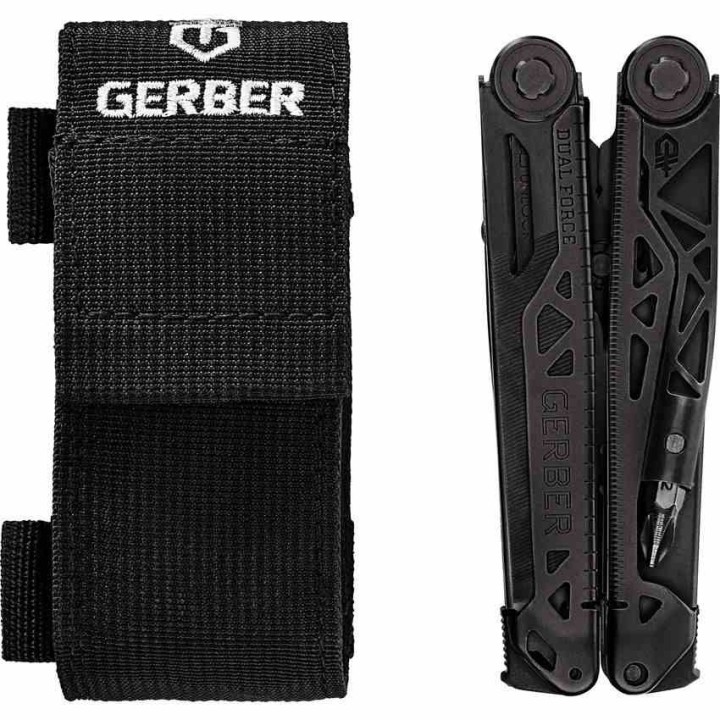Outil Multifonction Gerber Dual-Force Bluntnose Acier Inoxydable Noir Etui Tissu G1067407 - Livraison Gratuite